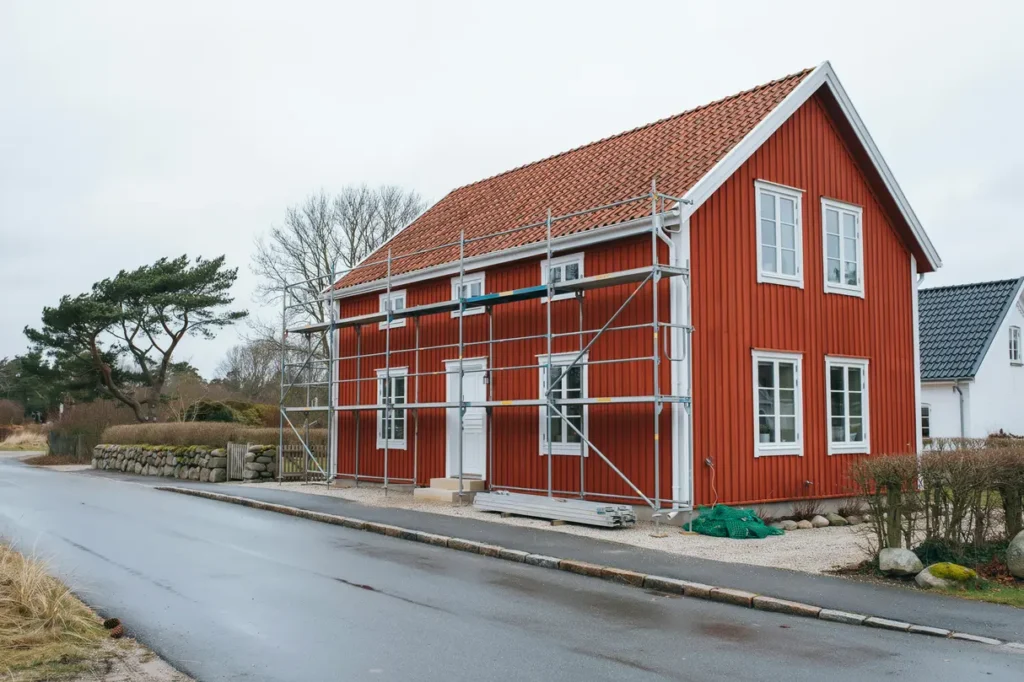 uthyrning och montering av byggst llning f r fasadarbete i torekov bj re